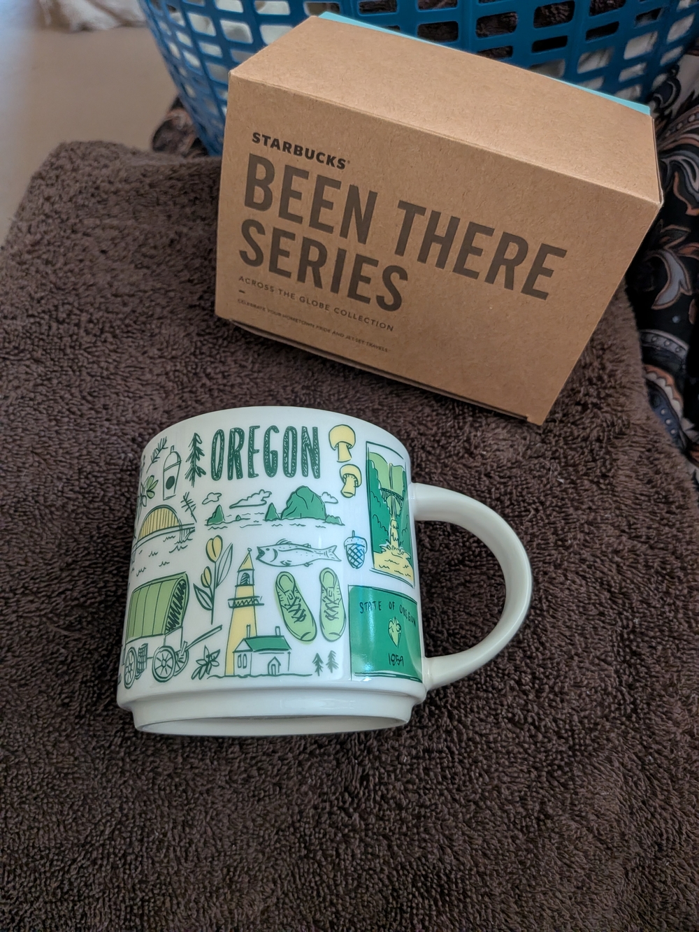 Starbucks Oregon Been There Series Mug - Green & Yellow Illustration